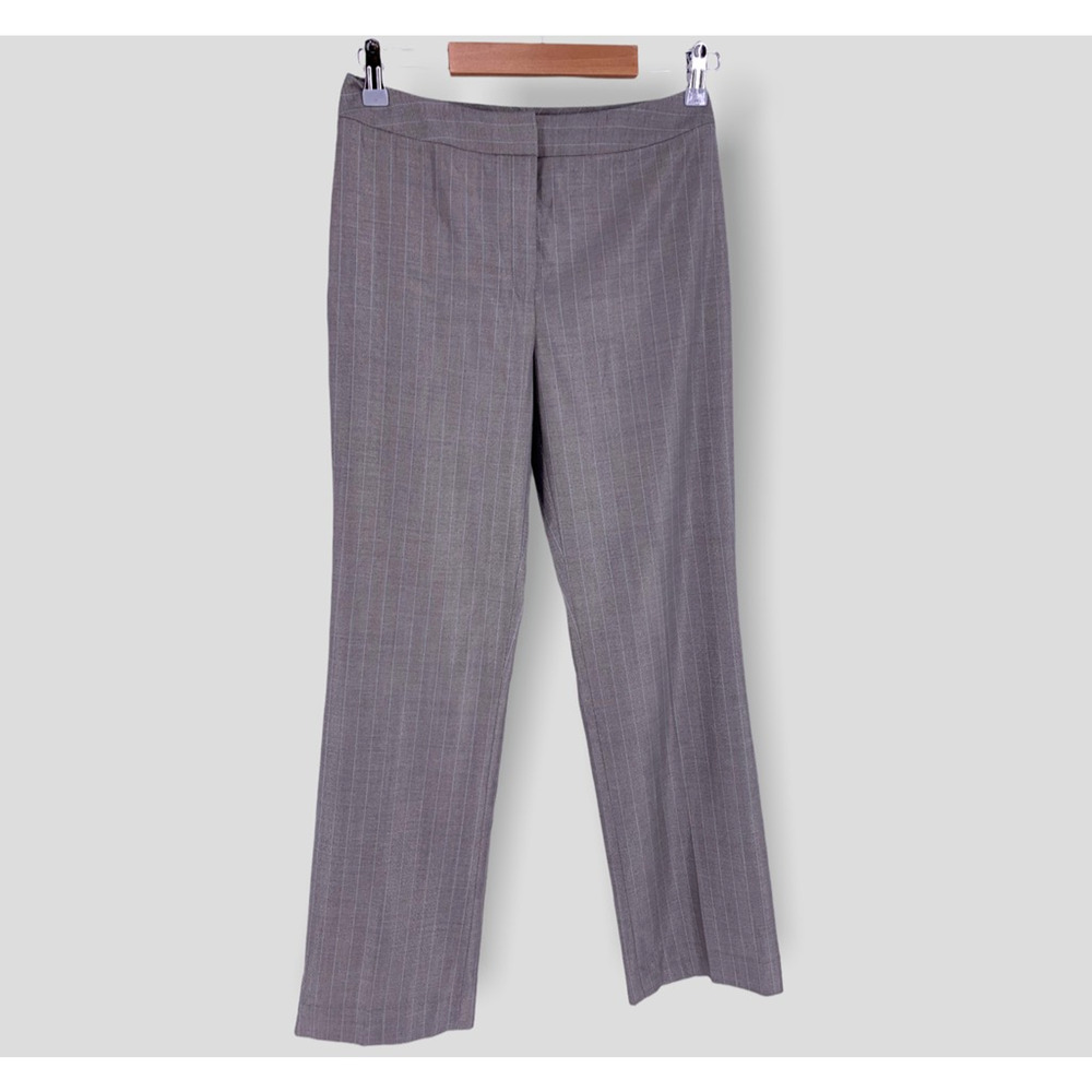 Lafayette 148 New York Dress Pants Gray Blue Stripe Stretch Petites 4P